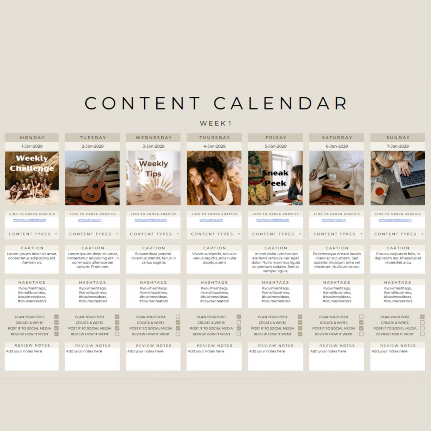 Content Calendar/ Google sheet