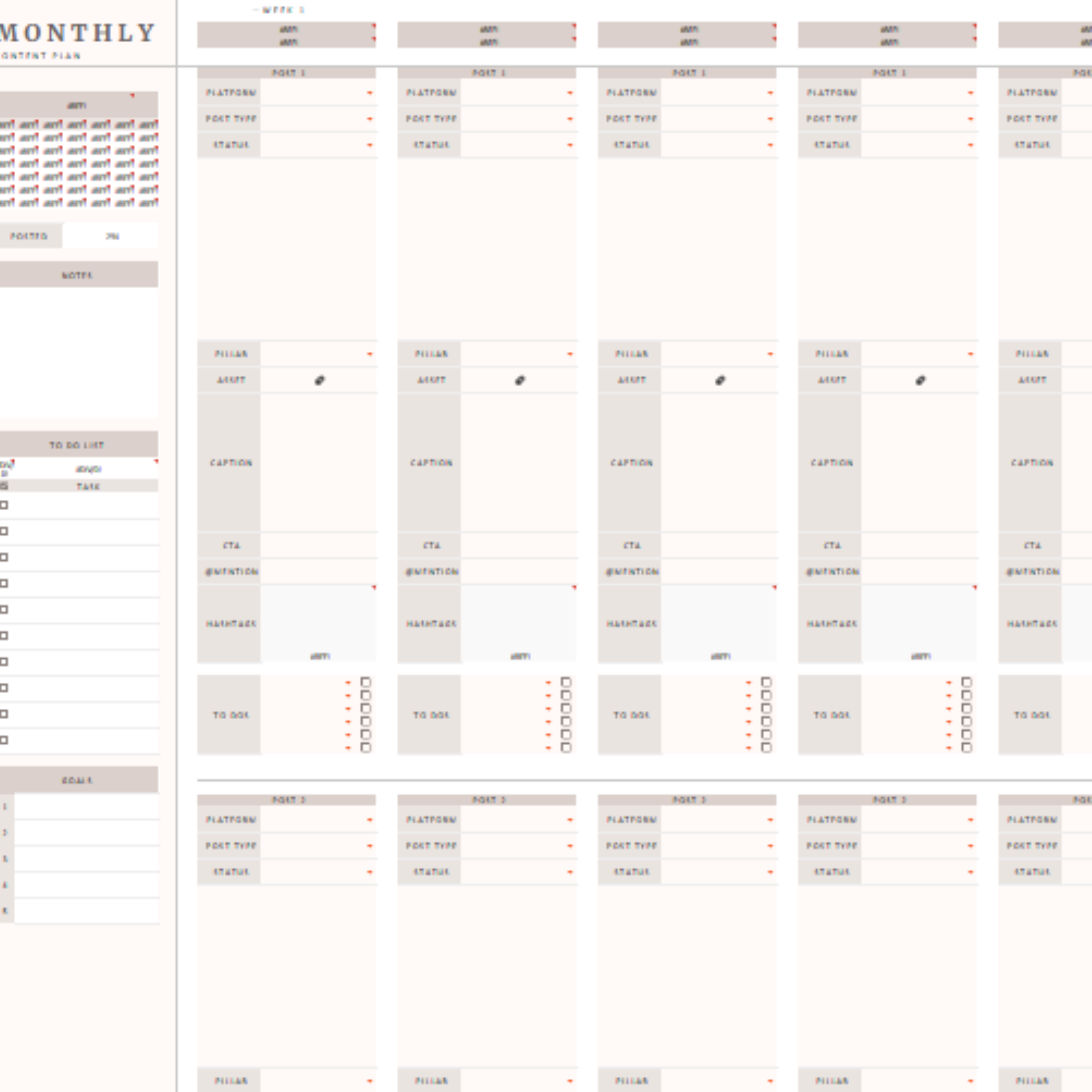 Weekly content planner ( pink & purple)